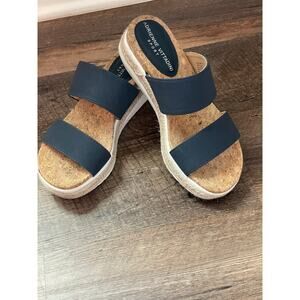Adrienne Vittadini Sport Cara Wedge Navy Cork espadrille sandal 6.5